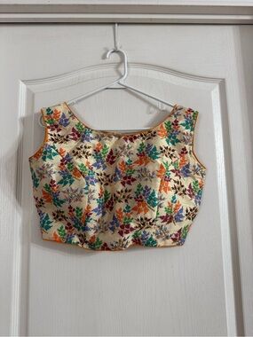 Handmade Sari Blouse Multi Color Embroidered Top. JN-114